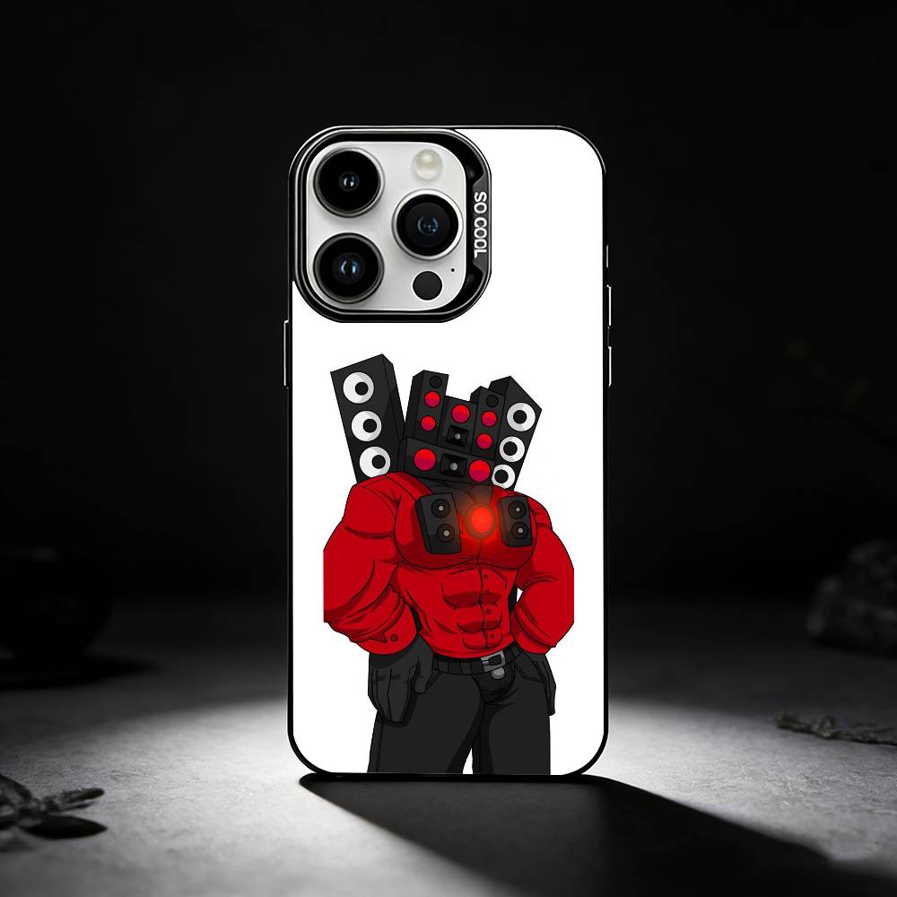 C-Cartoon S-Skibidi Toilet Phone Case For iPhone 17,16,15,14,13,12,11 Plus,Pro Max,XS,Colored silver phone case