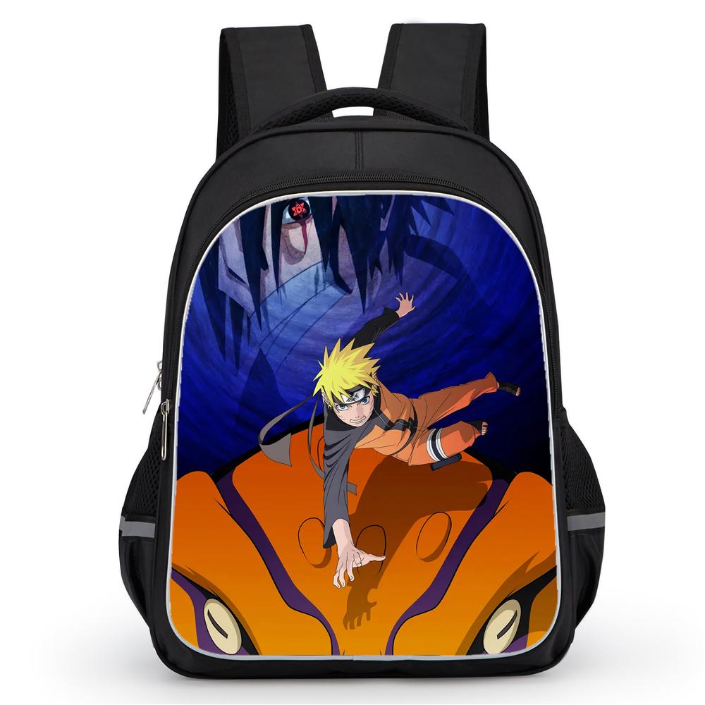 NARUTO Anime Student Backpack Mochila, Dual Zipper Pockets, Durable Lightweight 16-inch Kids Backpack for Boys & Girls Ages 5-10