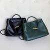 Echte Ledertasche mit Metallschleifen-Detail, große Kapazität, Umhänge-Handtasche, Damen, Vintage-Stil