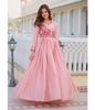 Damski designerski strój imprezowy Garnitur Suknia Anarkali Indyjski Bollywood Chinon z drukowaną Kurtą