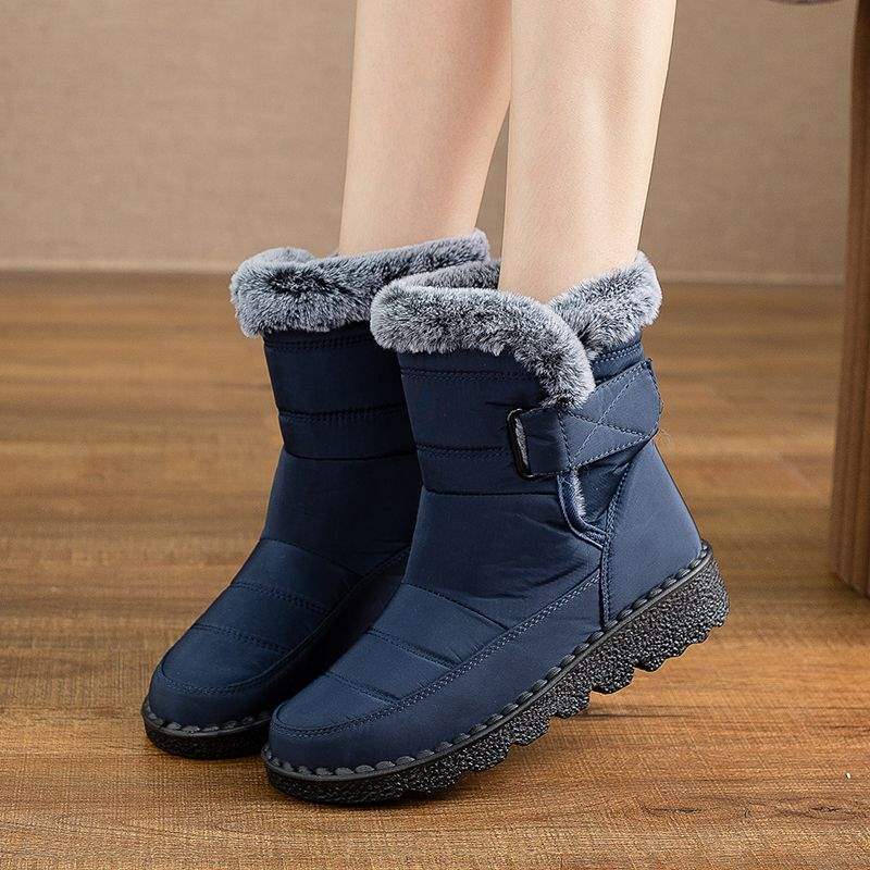 Snow Boots Women's Winter Cotton Shoes Foreign Style Versatile Warm Waterproof Non-slip Thickened Soft Sole Velvet Mother Shoes One Pedal