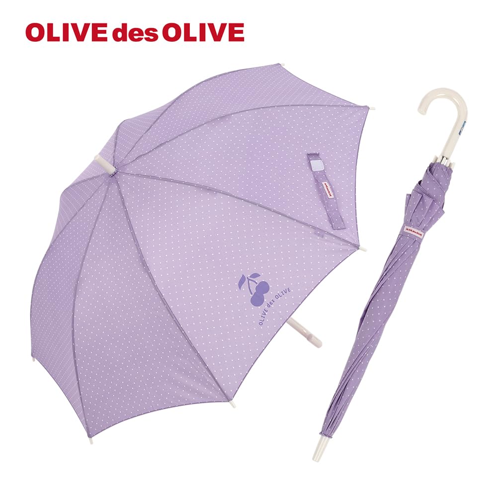 Ogawa Long Jump 8 OLIVE des OLIVE Purple Dot Antibacterial Transparent 70996 Kids' Umbrella, Style, 58cm, Ribs, Logo, Handle, Window, Water-Repellent,