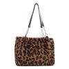 Niche Design, Autumn and Winter New Styles, Plush Chain Bag, Women's, Casual Versatile, Leopard Print Tote Bag, Commuting Shoulder Bag