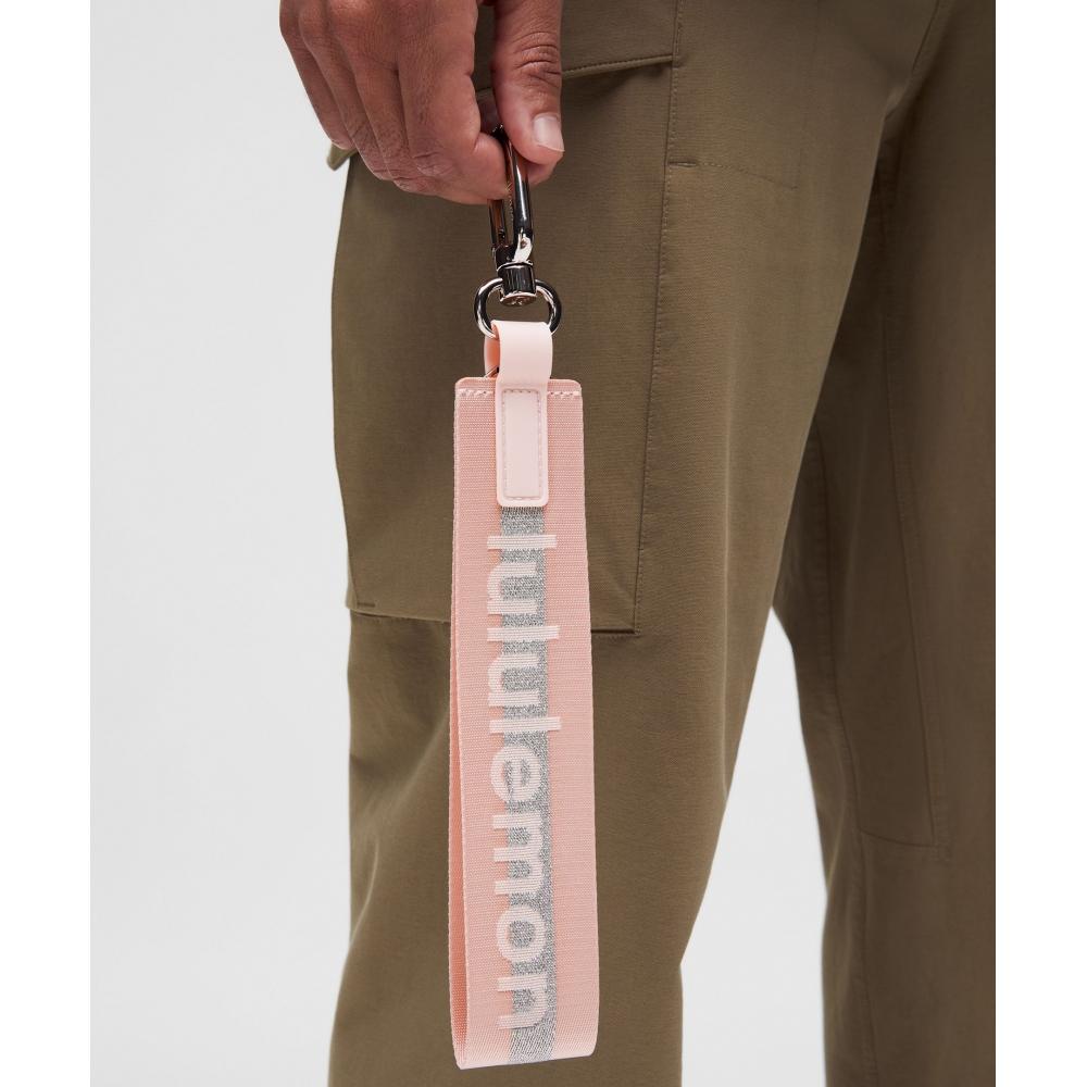 Lululemon Never Lost Keychain  Wordmark Pink Mist Silver