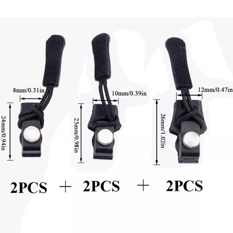 6 Stück Reißverschluss Reparaturset Universeller Sofortiger Ersatz-Reißverschluss-Schieber 3 Verschiedene Größen DIY Bekleidung Nähzubehör