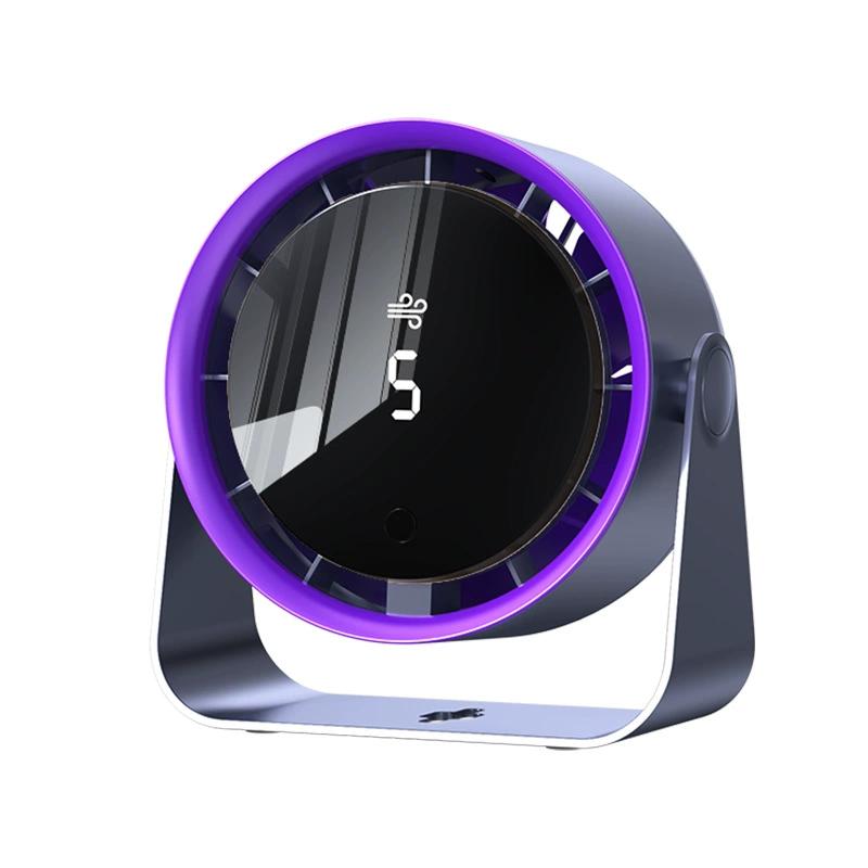 Ventilador de escritorio portátil recargable con pantalla digital y potente flujo de aire