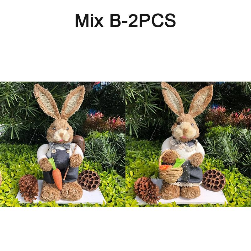 1/2/4PCS 35cm Straw Bunny Doll Vintage Style Bunny Doll Easter Home Decoration Wedding Window Shooting Props Gift for Friends