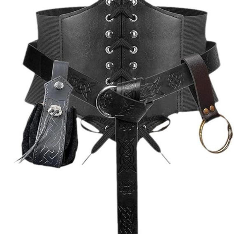 Medieval Waist Guard Leather Side Pack Medieval Leather Belt Waist Bag Potion Bottle Medieval Costume Accessory