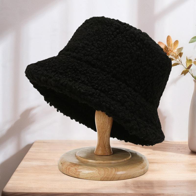 Autumn and winter new thermal hat literary retro letter sticker bucket hat fashionable and simple versatile basin hat tide