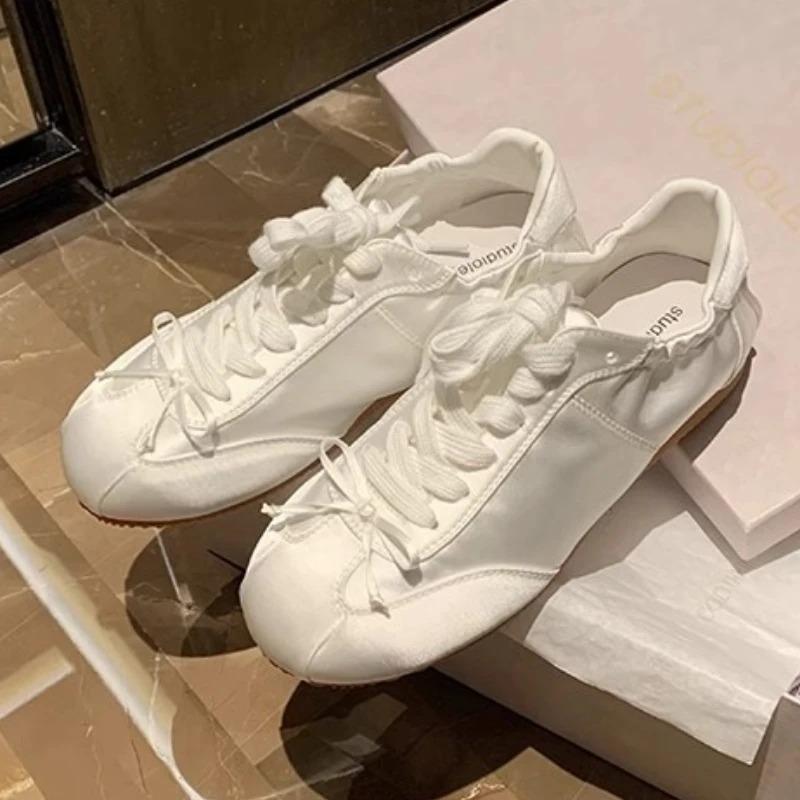 Marke Sports Ballerinas Damenschuhe Satin Flach Lässige Sneaker Damen Komfort Schleife Designer Schuhe Frau