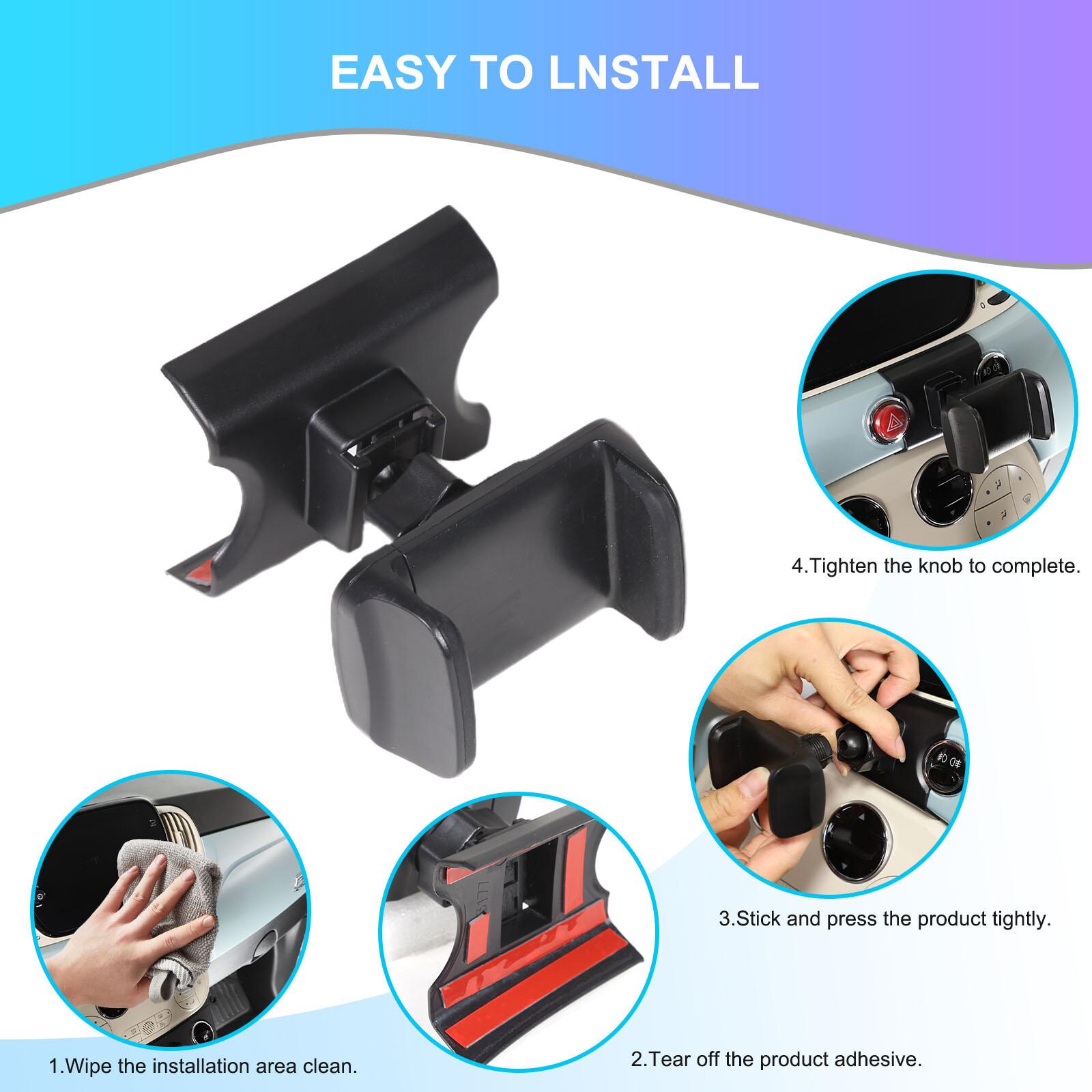 Car Dashboard Dash Mount Phone Holder Bracket Clip For Fiat 500 2016-2024