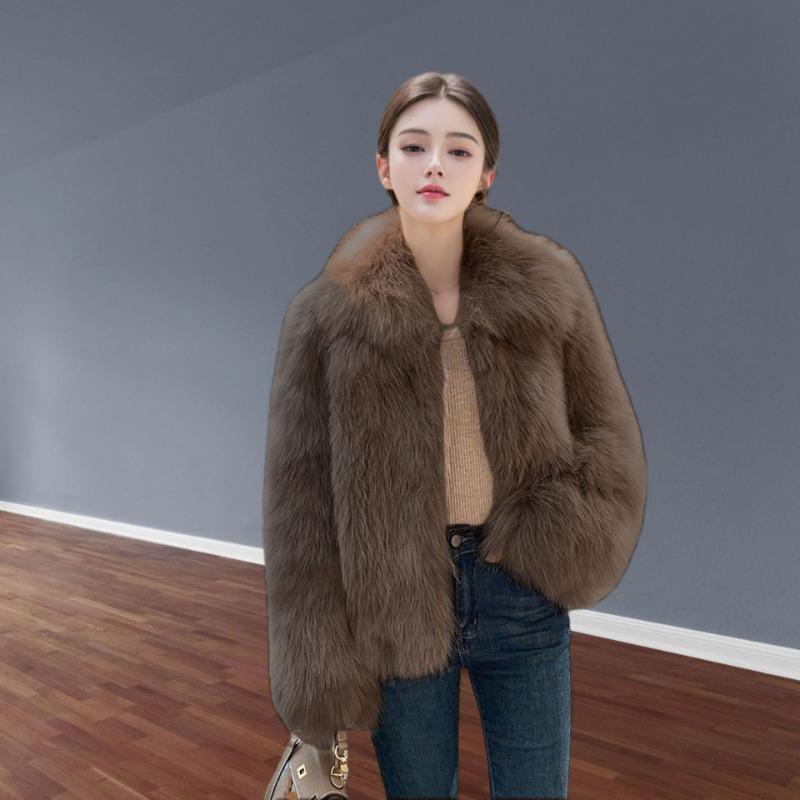 Winter Imitation Fox Hair Short Fur Coat Women's Thickened New Fur Coat Lapel Light
