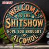 7.87 Inch Round Aluminum Metal Sign Distressed Green Vintage Humorous Wall Decor For Bar Pub Man Cave