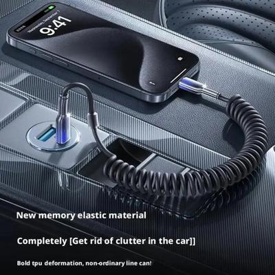 100cm 120W USB-C To USB-C Cable 10A Coiled Retractable Spring Car Charger Fast PD Charging Cable for Phone