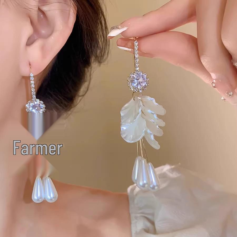 "925 Silver Long Tassel Zircon Bow Earrings for Women - Light Luxury & Versatile Design"