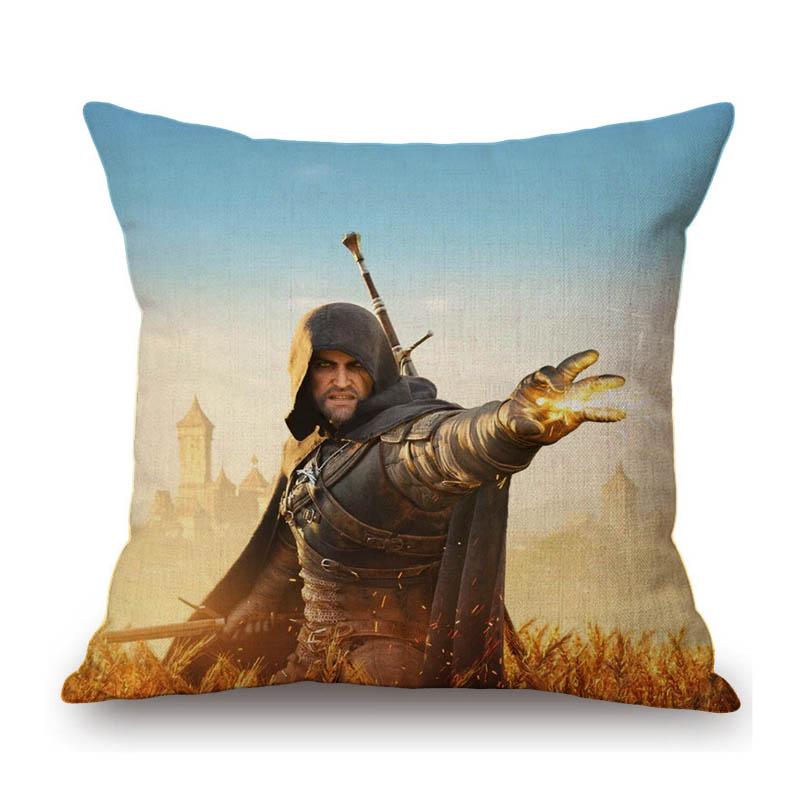 Game Poster Witcher Art Home Decorative Sofa Throw Pillow Case Wild Hunt Characters Cotton Linen Chair Bench Cushion Cover