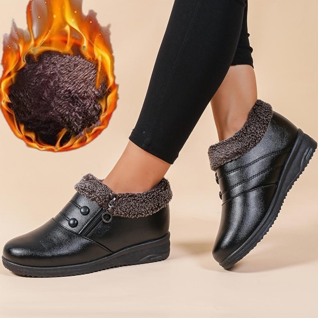 Women Ankle Short Boots Waterproof Snow Boot Shoes Women Casual Lightweight Warm Winter Soft Leather Elderly Shoes Size 35-40