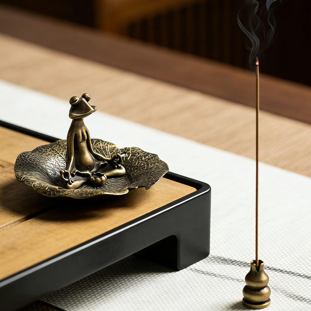 Creative Frog Tea Pet Multi-Purpose DIY Zen Frog Ornaments Zen-Inspired Incense Holder for Office Desktop Tea Table Decoration