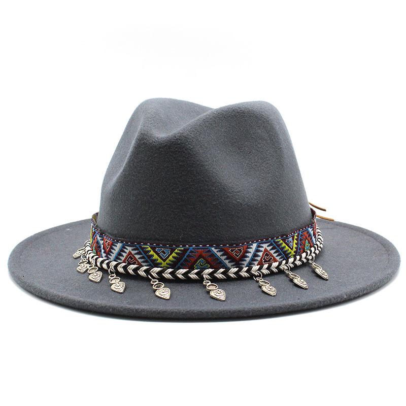European, American and British style new classic jazz top hat simple fashion big eave hat men's and women's woolen hat