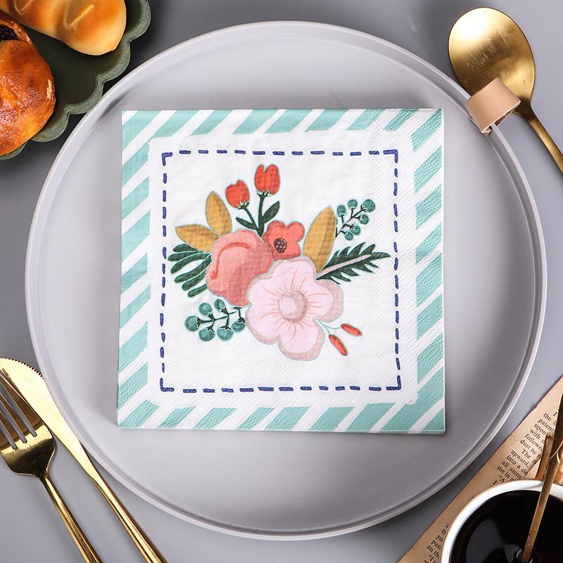 20Pcs/Lot Plant Flower Printed Disposable Paper Dinner Tableware Table Napkin Tissues Wedding Party Decoration