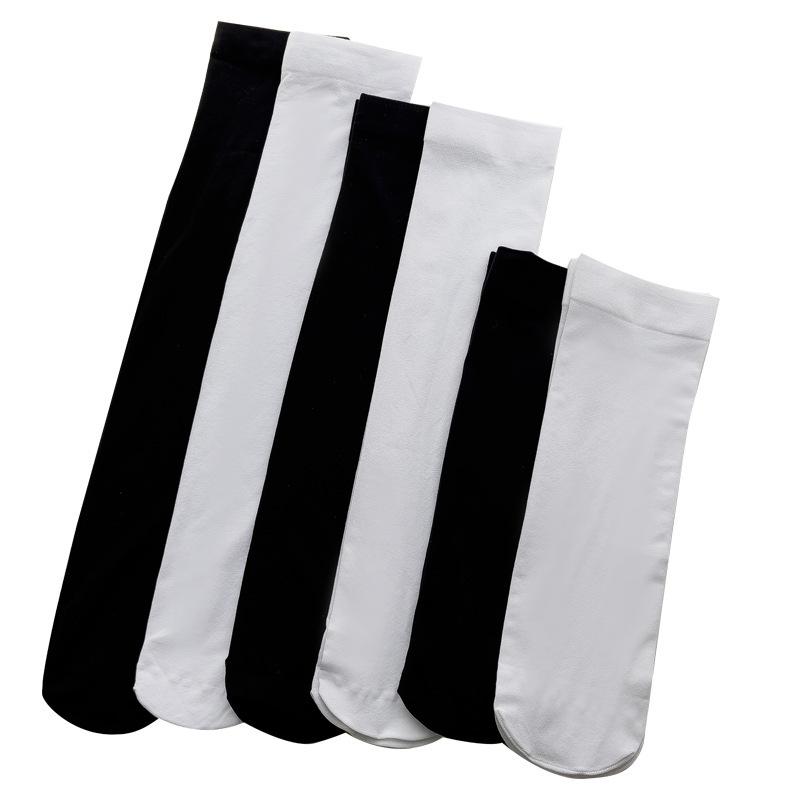 Černé a bílé ponožky z husího peří pro děti, středně dlouhé ponožky, letní tenké podkolenky, nadkolenky