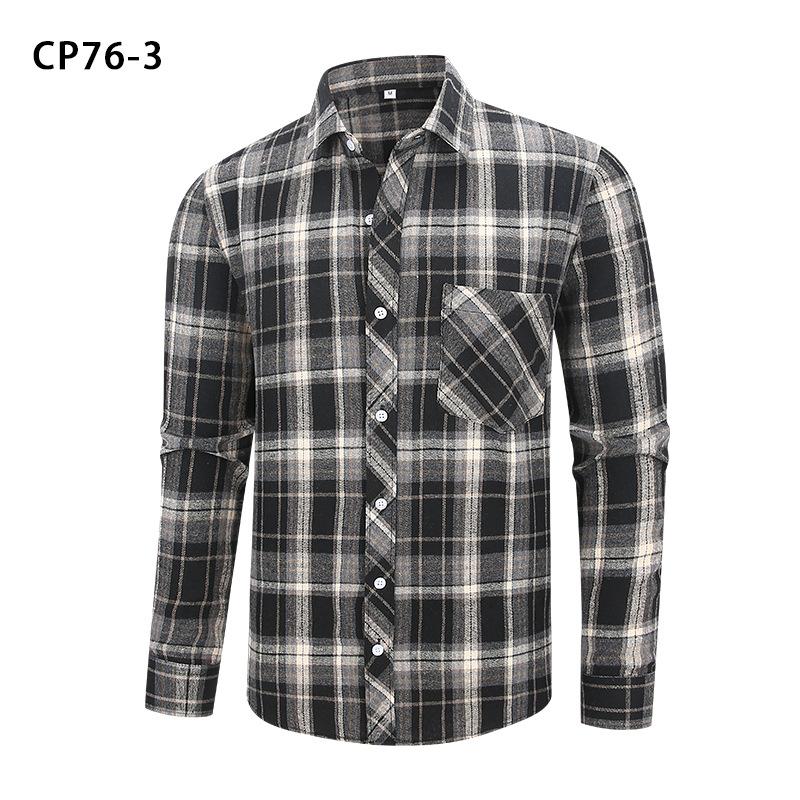 Men Casual Plaid Long Sleeve Flannel Shirt Loose Large Size Pocket Mens Outerwear