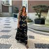 Printed Backless Sleeveless Vent Summer Dress Sexy V-neck High Waisted Sling Women's Dresses