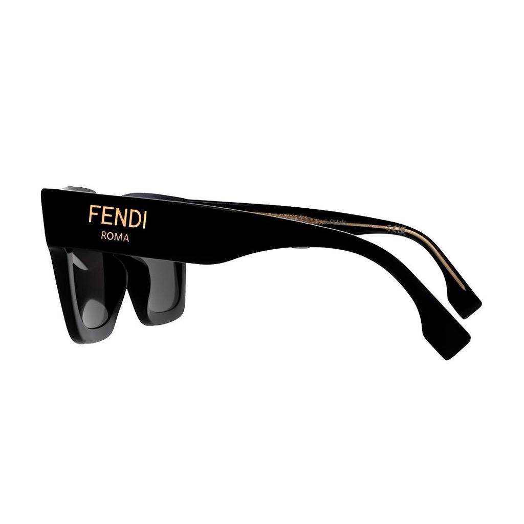 Fendi Logo Engraved Square Sunglasses Women Sunglasses Black FE40101I01A
