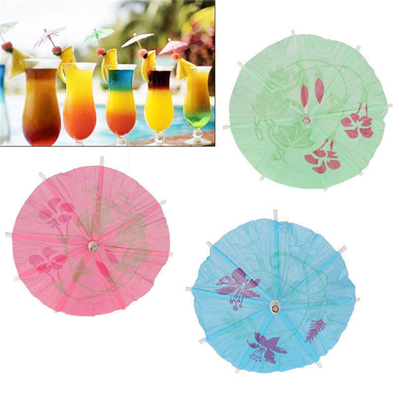 40Pcs Paper Cocktail Parasols Umbrellas Party Wedding Supplies Luau Drink Stick