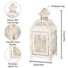 CDecorative Lantern 9.5" High Metal Candle Lantern Vintage Style Hanging Lantern (White with Gold Brush)