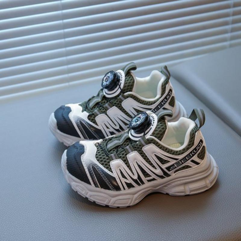 Barnes pustende sportssko Jenter lettvekts pappa-sko Liten jente mote Roterende spenne Løpesko Sklisikre fritidssko