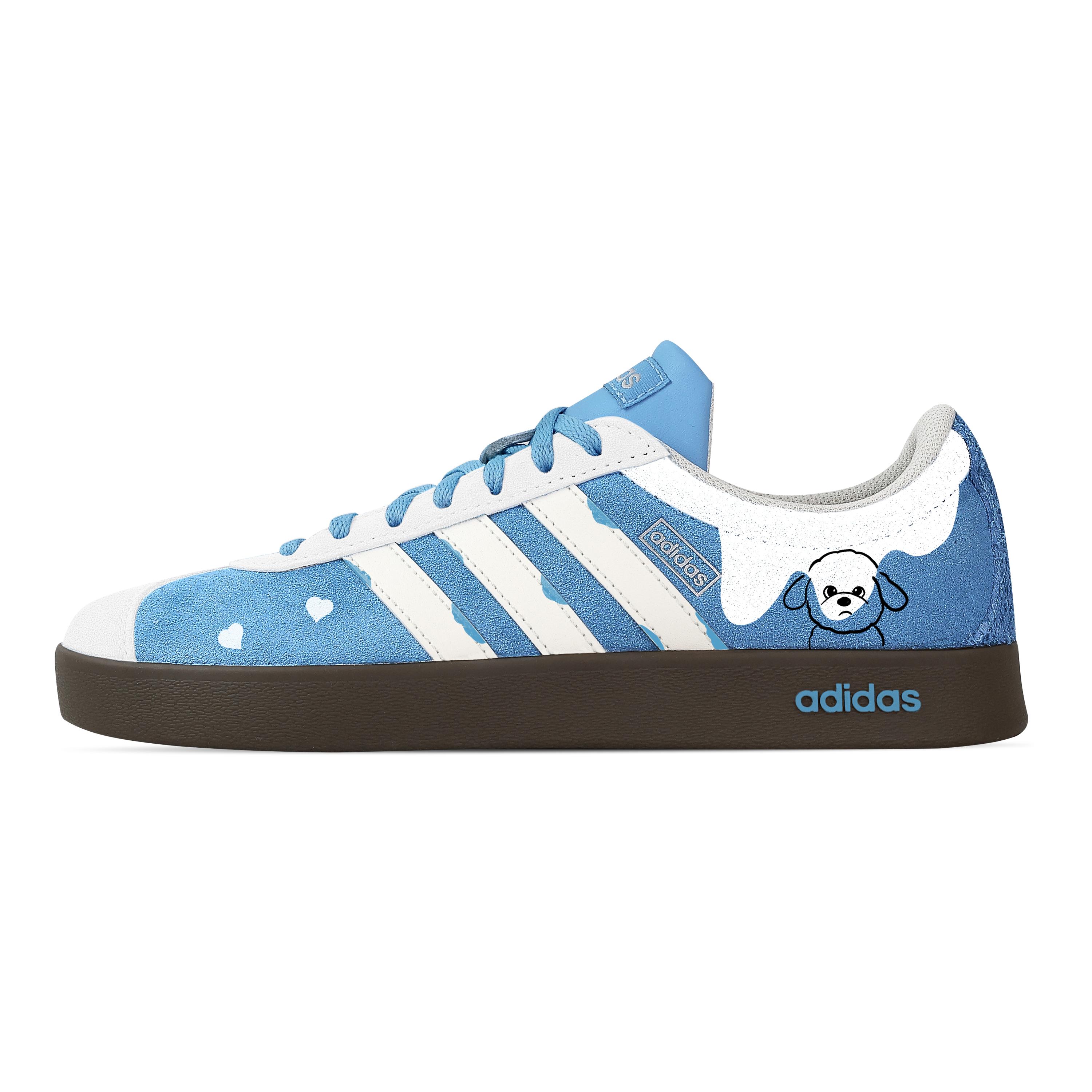 

Custom Adidas VL COURT 2.0 Butter Wangzi Low top German Army Trainers Unisex Blue JI0496(Team773-) 36