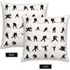 Silhouettes Hockey Players Throw Pillow Covers 18x18 Inch Set of 2 Winter Sport Ice Square Pillow Cases Skating Man Pillowcase Home Decorative