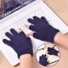 1Pair Black Gray Men & Women Winter Warm Fingerless Gloves For Writing And Touch Screen Use Casual Outings Riding Gloves