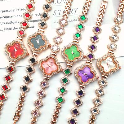 Nuevo Pulsera de Trébol de Moda con Diamantes de Agua Reloj de Cuarzo para Mujer