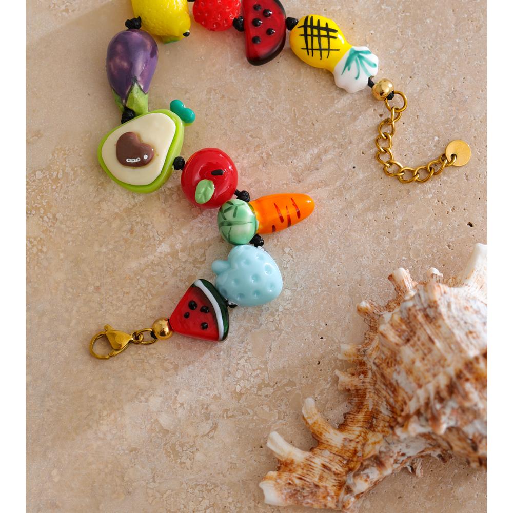 Eetit Plastic Ceramic Fruit Watermelon Chain Sweet Bracelet Bangle Stylish Sweet Design Stainless Steel Arrivals Jewelry Gift