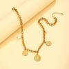 French Baroque Pearl & Gold Coin Stainless Steel Necklace for Women - High-End Feel, Retro Light Luxury Design