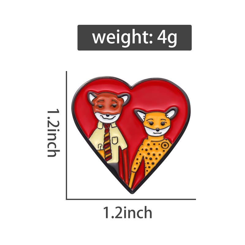 The Fantastic Mr Fox Enamel Pins Comedy Animated Film Couple Love Heart Lapel Badge Clothes Backpack Brooches Accessories Gift