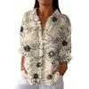 Women's Fashion Seven Sleeve Casual Lapel Back Tie Shirt Printed T-Shirt Top