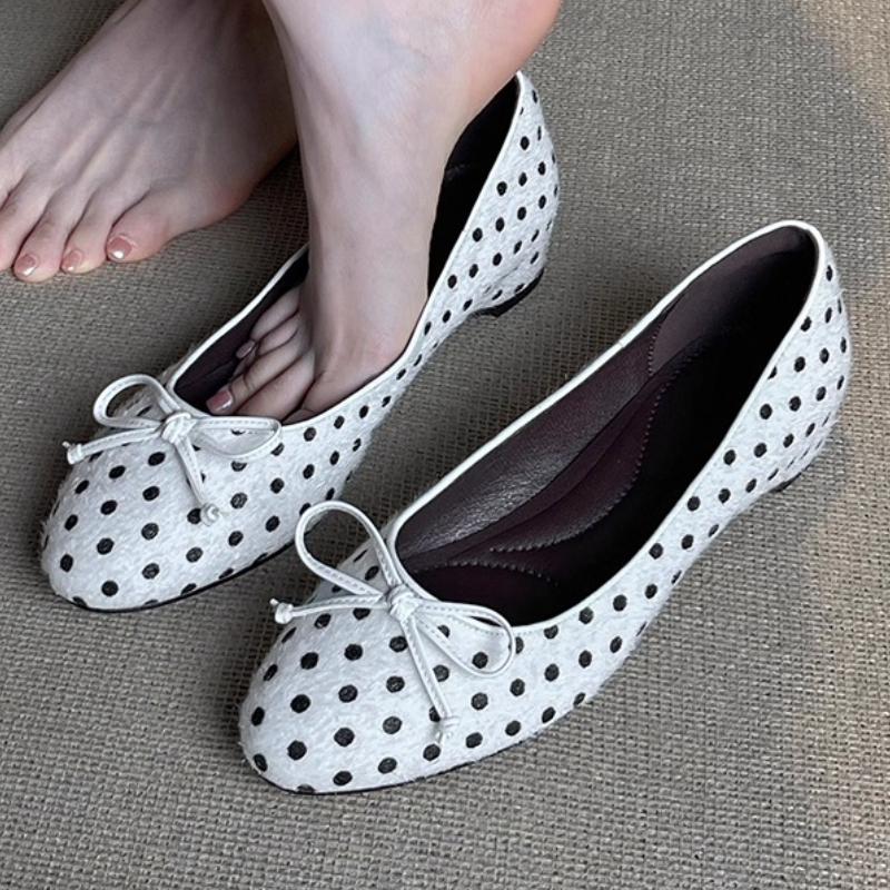 Scarpe con Tacco a Punta Pois e Fiocco Dolce Moda Donna Punta Tonda Aumento Interno Scarpe Mary Jane Eleganti Scarpe da Sera