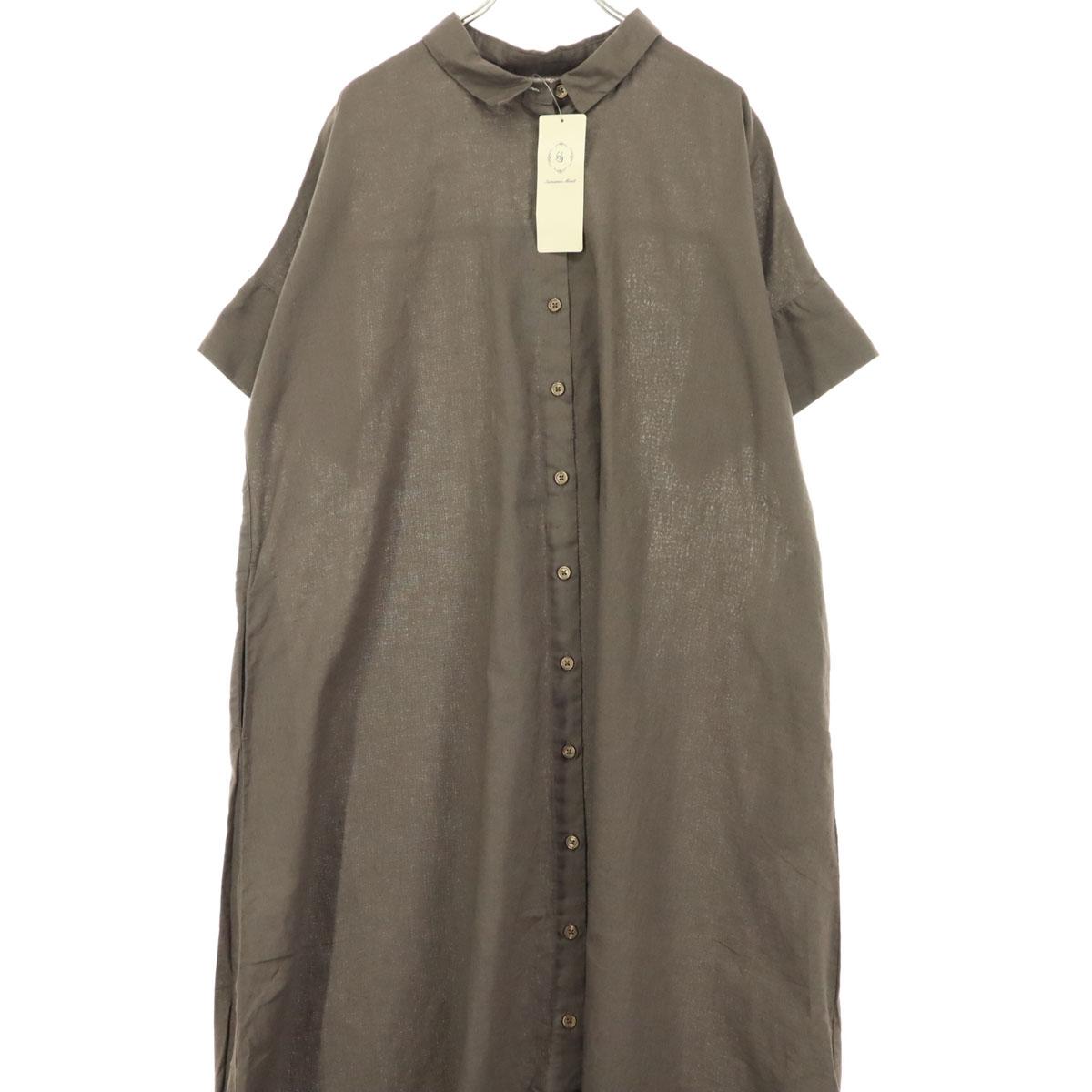 

unused SM2 Short sleeve Shirt dress F Brown Women Used