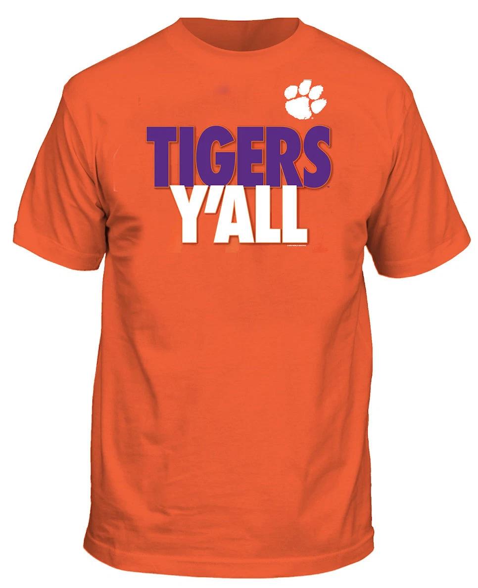 Clemson Tigers Men s Orange Y ALL Slogan Short Sleeve T shirt 2XL