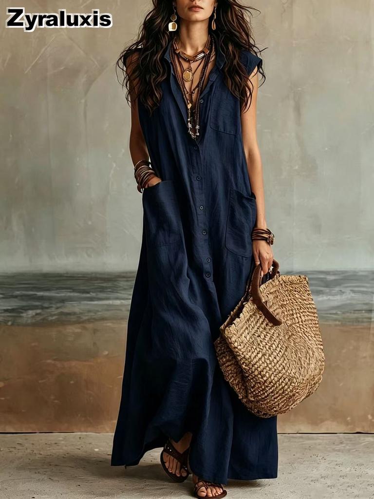 Summer New Style Chic Off-Shoulder Bohemian Ruffled Loose Shirt Dress
