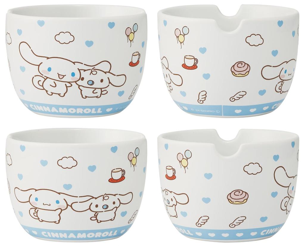 Skater Ceramic Bamboo Chopsticks Bowl, Set, 600ml, 21cm, Sanrio, Cinnamoroll, Friends, Girls, CHBWH1-A