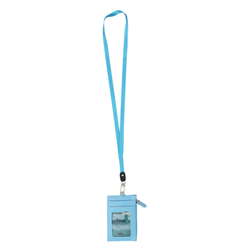 Casual Fashionable Pu Card Bag With Zipper Loose Change Bag With Hanging Rope Men'S And Women'S Card Mini Coin Bag Multiple Card Slots Id Card Bag