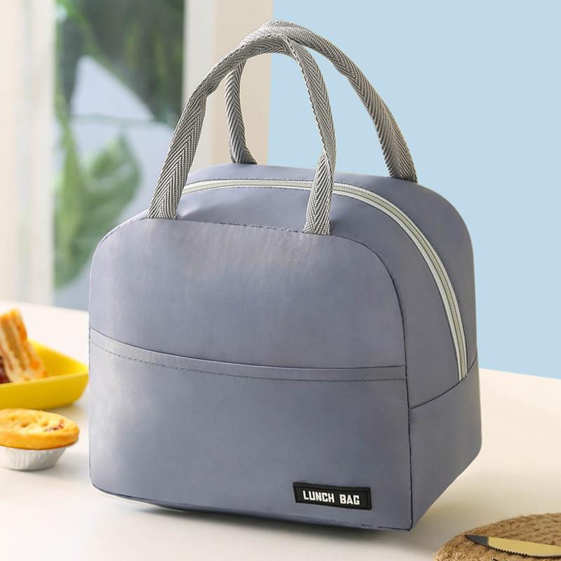 

Bag Solid Bento Color Twill Portable Insulation Thickened Student Box Lunch сірий колір
