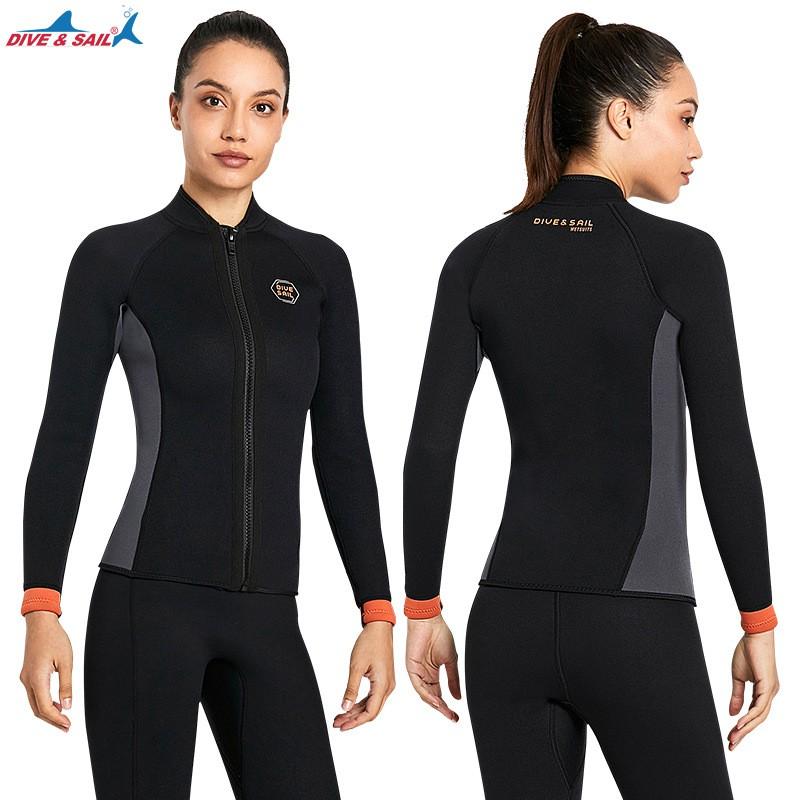 3mm Neoprene Wetsuit Top Men Women Warm Long Sleeve Snorkeling Diving Surfing Winter Swimming
