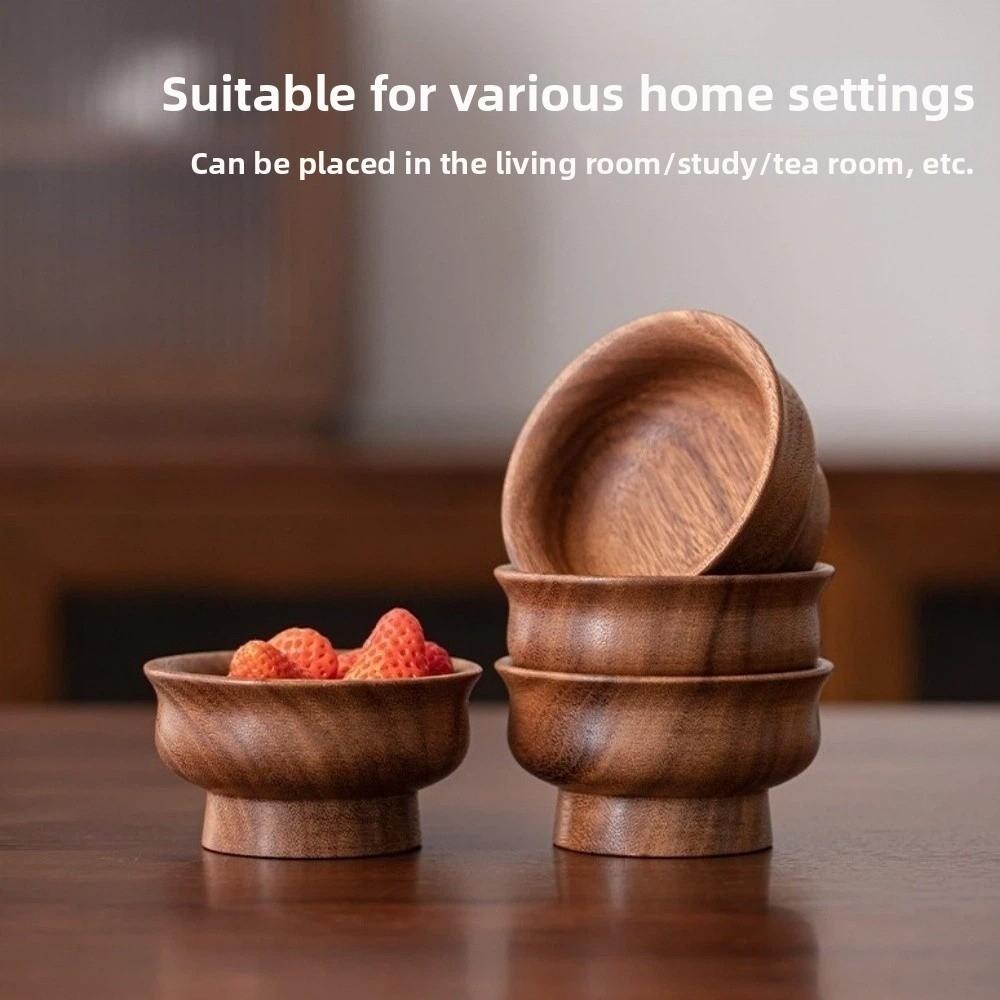 Auslaufsichere Holzschale Japanischer Stil Hoher Fuß Dessertteller Multifunktionale Obstschale Dessert