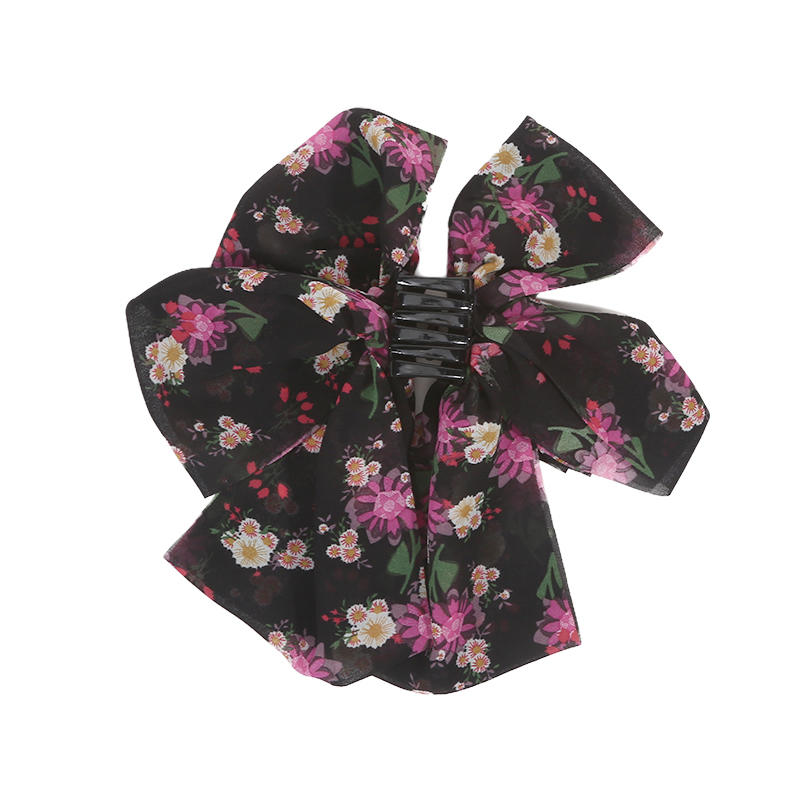 Elegant Women Large Bow Hair Claw Chiffon Big Bowknot Stain Bow Barrettes Hairpin Women Color Ponytail Clip Exquisite Sweet Hair Accessories