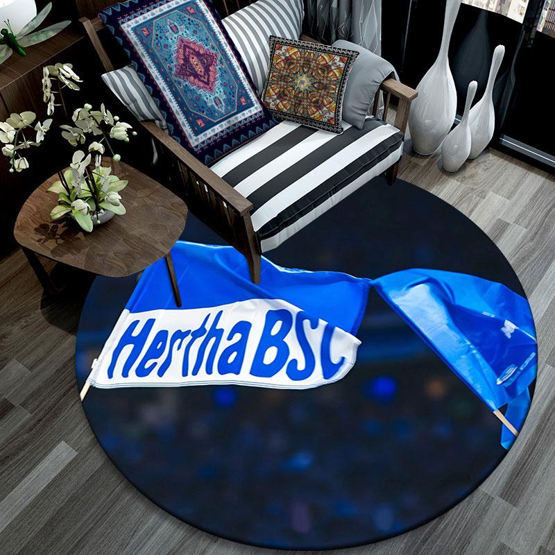 Hertha Berlin pattern round rug,Carpet Rug for Living Room Bedroom Playroom ,Non-slip Floor Mat,Holiday Gifts and Birthday Gifts.